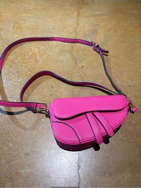 Hot Pink Women's Saddle Crossbody Bag with Adjustable Strap